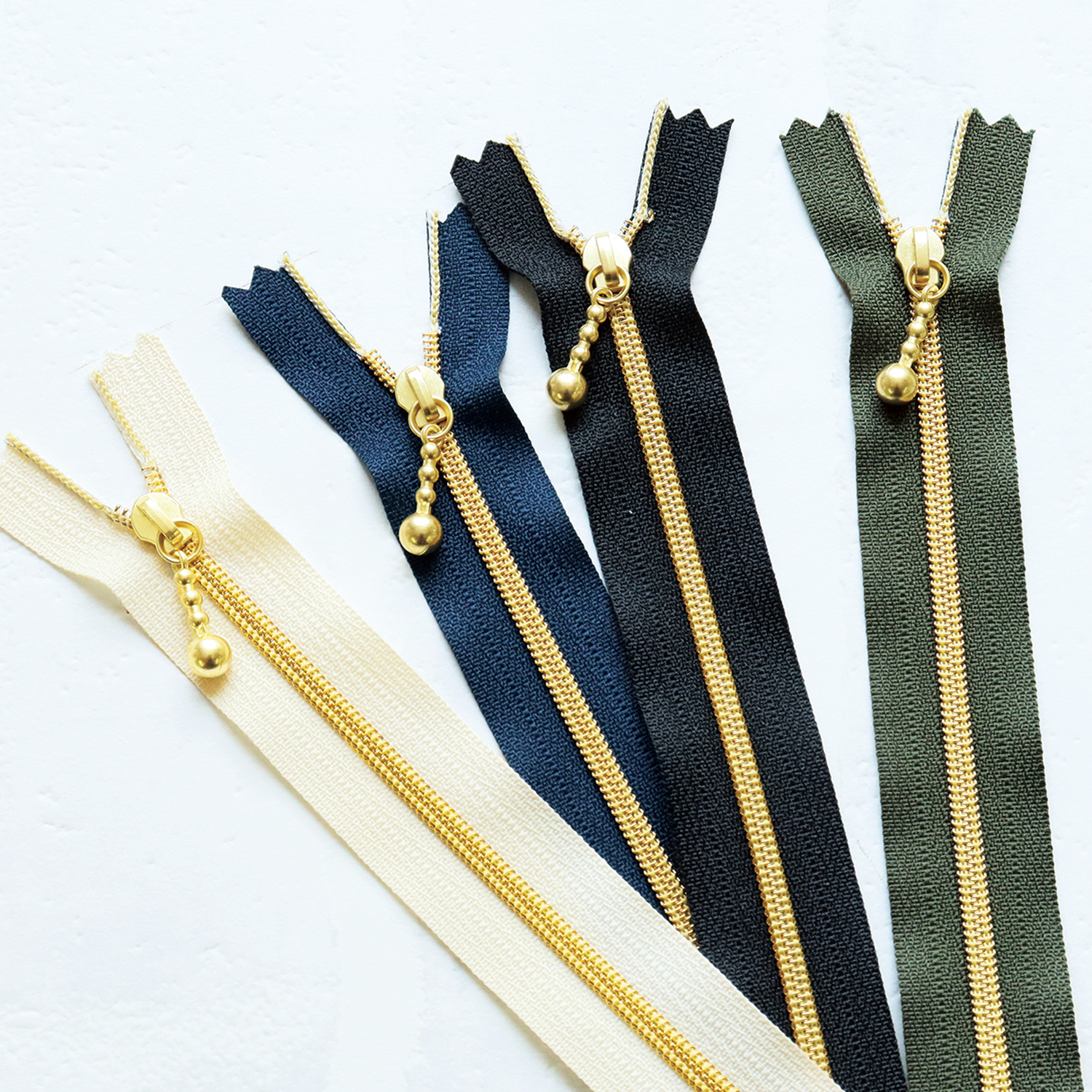 【春フェア】3CM20-G ポーチ用メタリオンファスナー ゴールド 20cm 同色3本入り (袋)