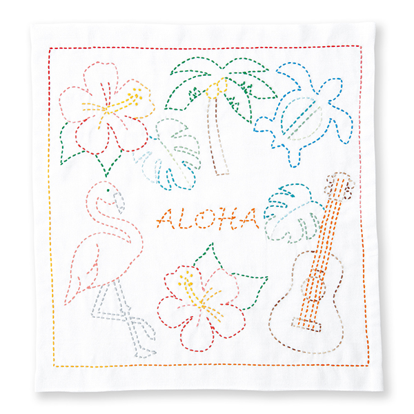 【お取り寄せ・返品不可】OLY-SK390 刺し子キット 世界を旅する花ふきん ALOHA (袋)