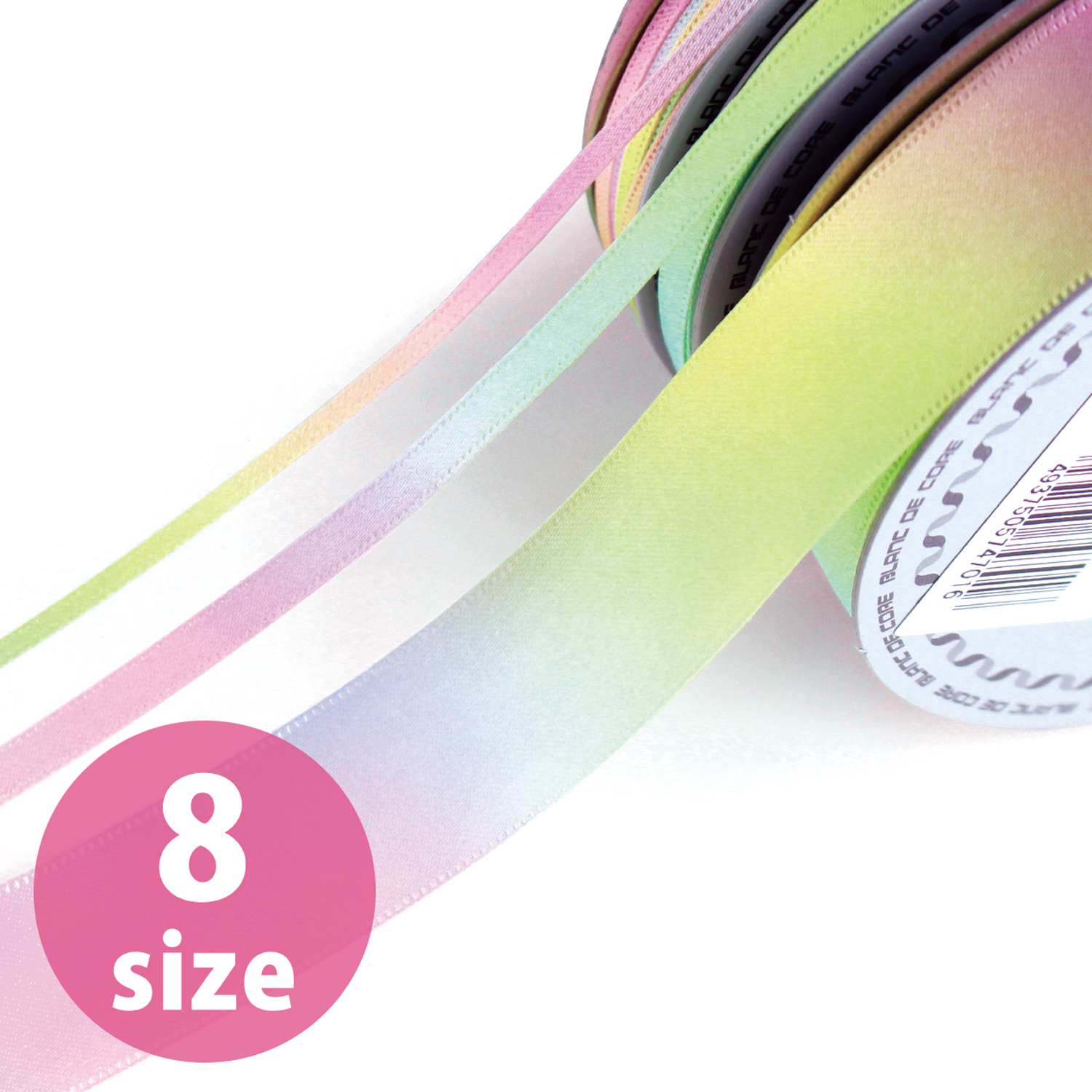 [Order upon demand, not returnable] KR3571-1   Pastel Rainbow Print Double-sided Satin Ribbon   30m Roll