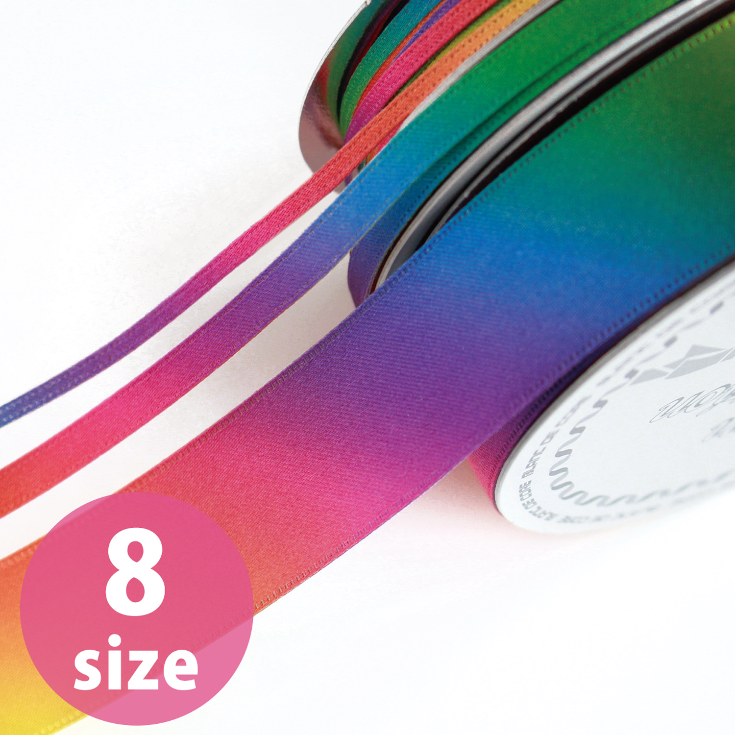 [Order upon demand, not returnable] KR3571-0 Rainbow Print Double-sided Satin Ribbon   30m Roll