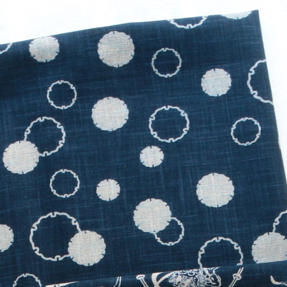 KW7070-3A Japanese Pattern Fabric Indigo Dye Butcher Snow Ring 1m Unit (m)