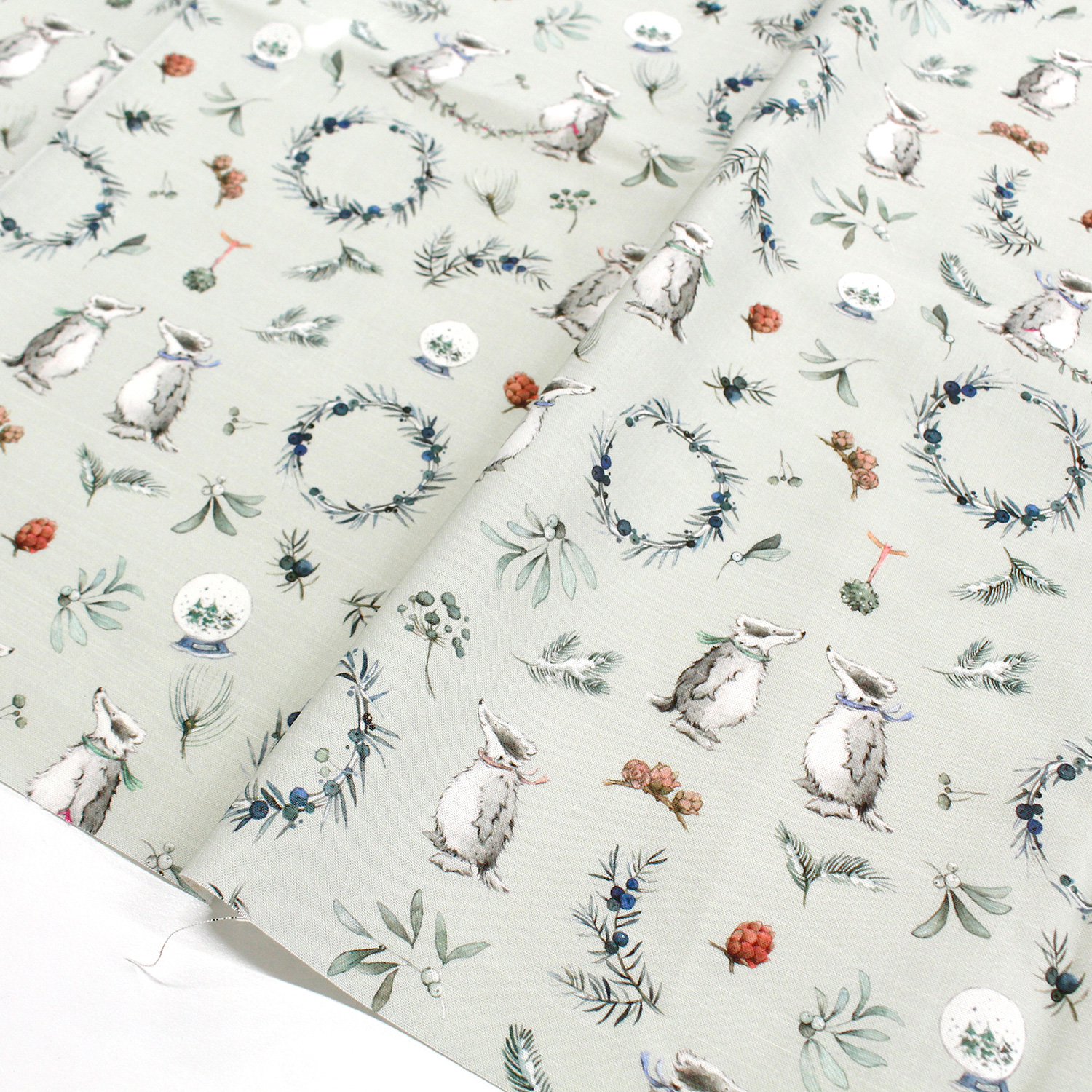 ACU3523-892-50CM acufactum Badger and Wreath Print Fabric Approx. 150cm Width 50cm Units (Sheets)