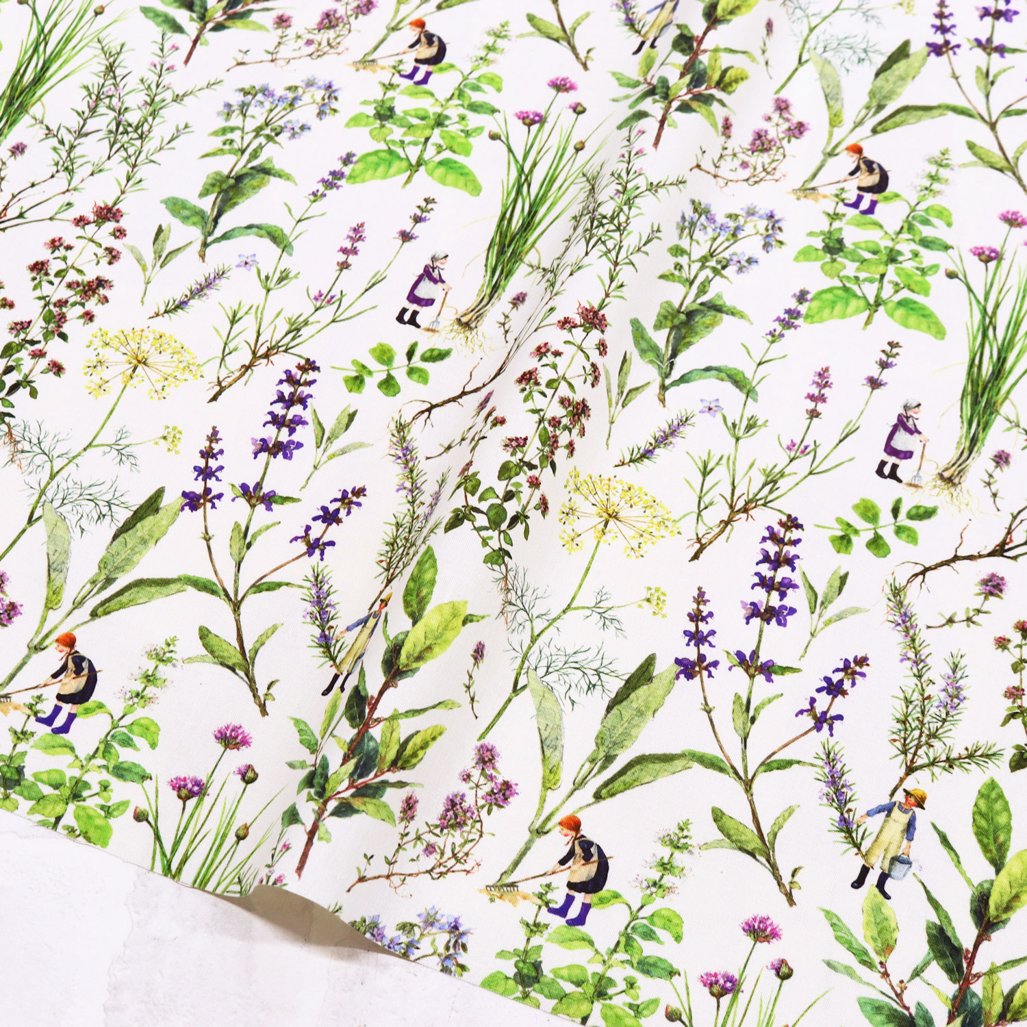 ACU3523-816-50CM acufactum Plants and Dwarfs Print Fabric Approx. 150cm Width 50cm Units (Sheets)