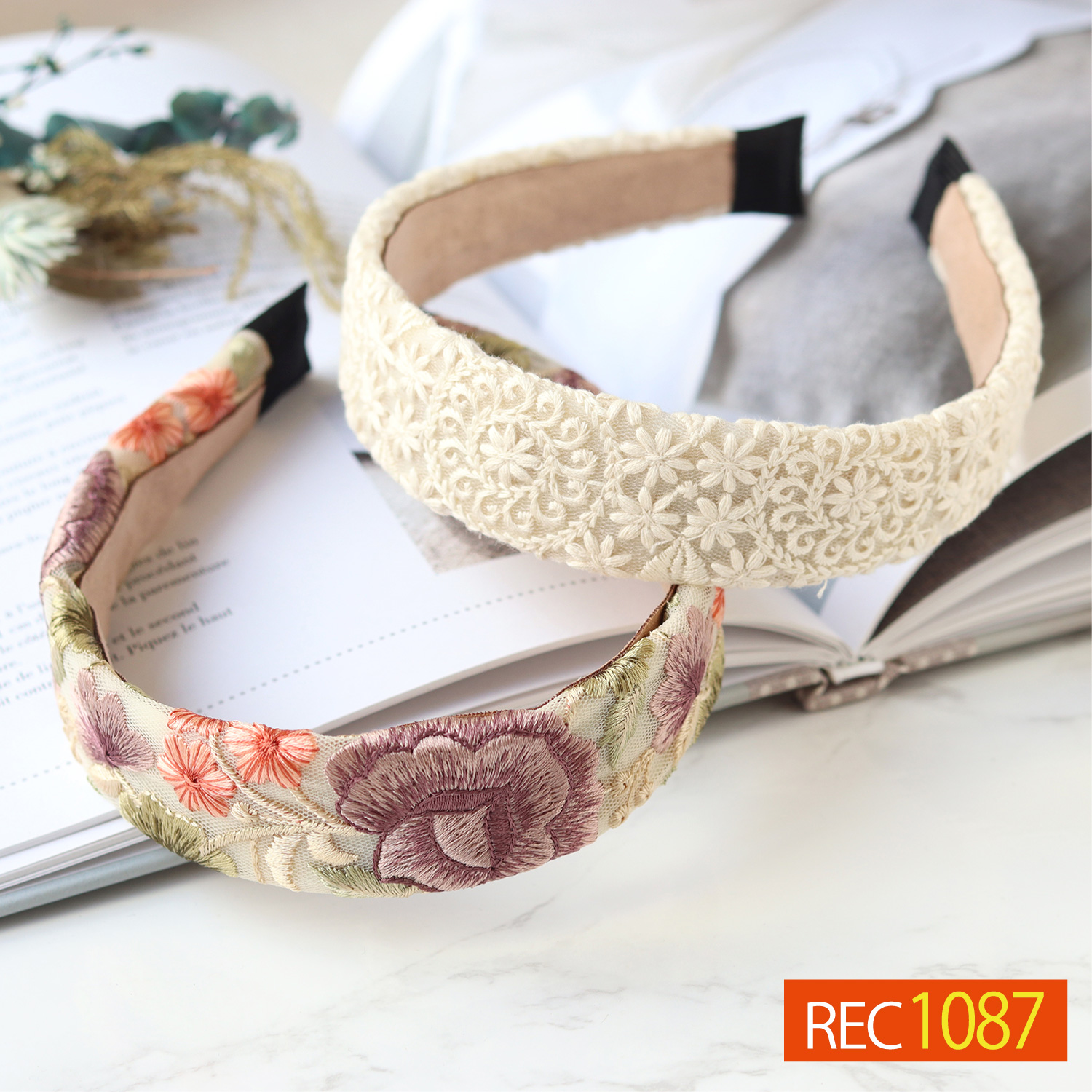 REC1087 Embroidered ribbon headband recipe (pieces)