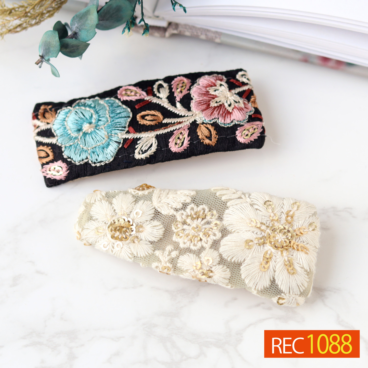 REC1088 Embroidered ribbon hair clip recipe (pieces)