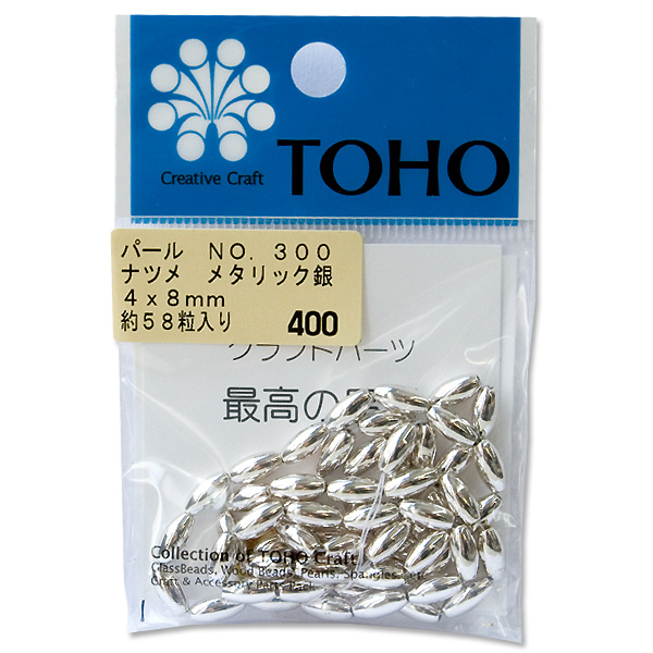 【1/23まで特価】PA-NAT4-8-300 TOHO ナツメ型パール メタリック銀 4×8mm (袋)