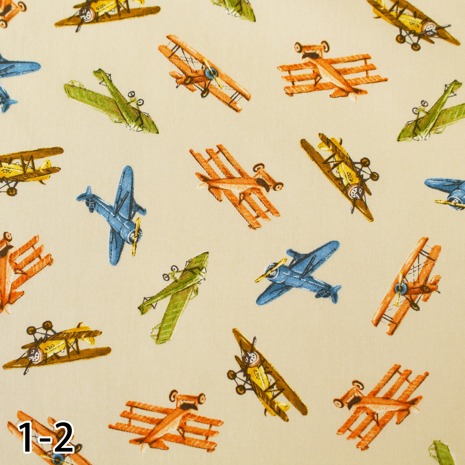 【WEB限定・原反特価】■B850456-1-2　AmericanVintage ブロードプリント生地　飛行機　巾約112cm　原反特価（巻）