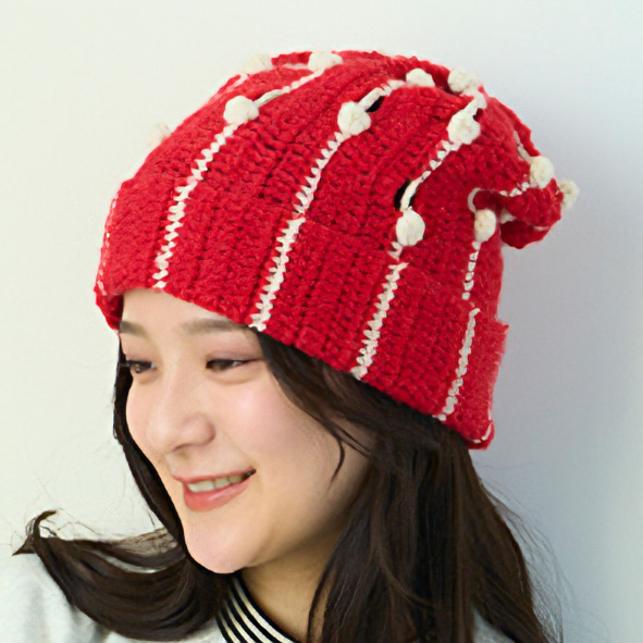 【受注会】REC30126 パプコーン模様の３玉帽子  レシピ(枚)