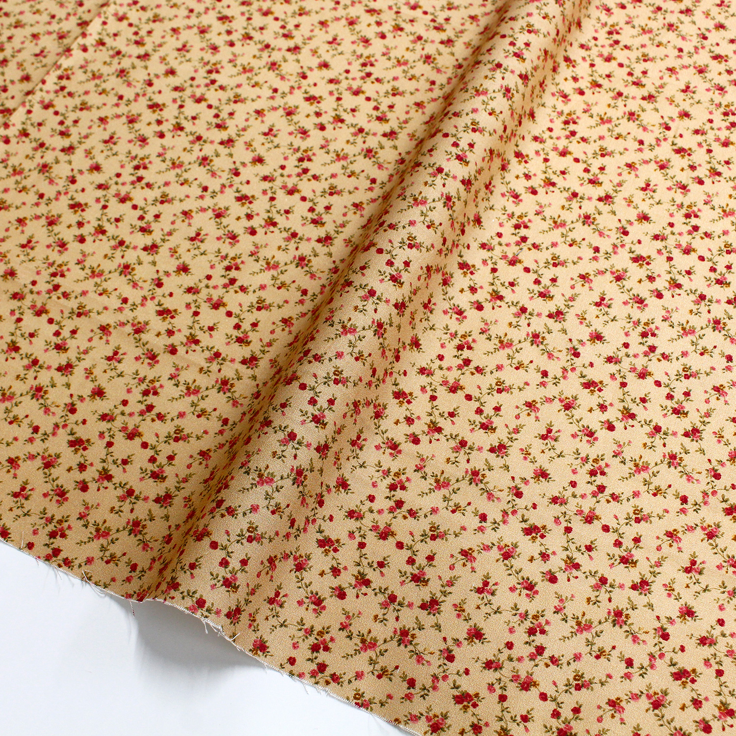 【春フェア】【1120新柄】ROB8887-14 茶色に赤の小花 ROBERTKAUFMAN ロバートカフマン USAプリント 1m単位 (m)