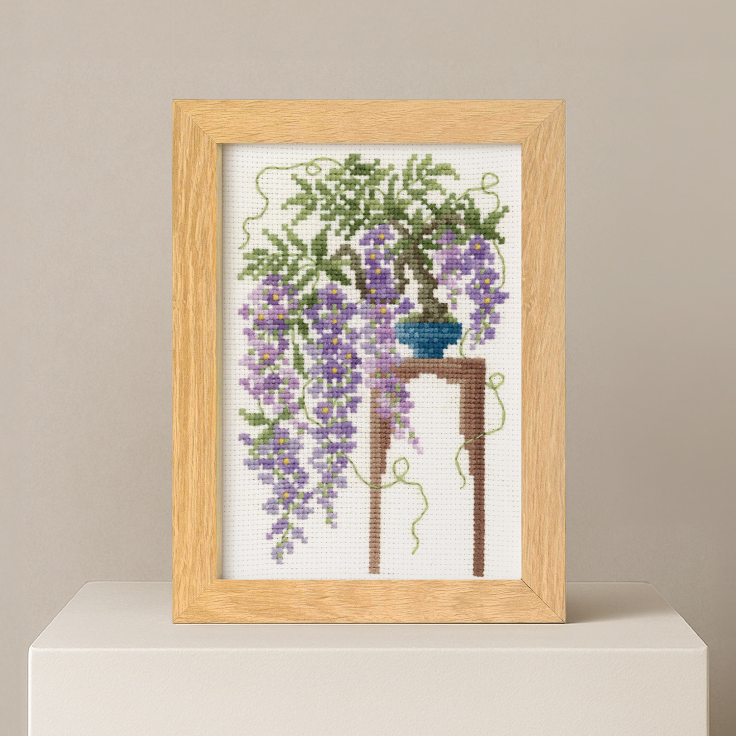 OLY-K7615 刺しゅうキット 12ヵ月のBONSAI 4月 藤 (袋)