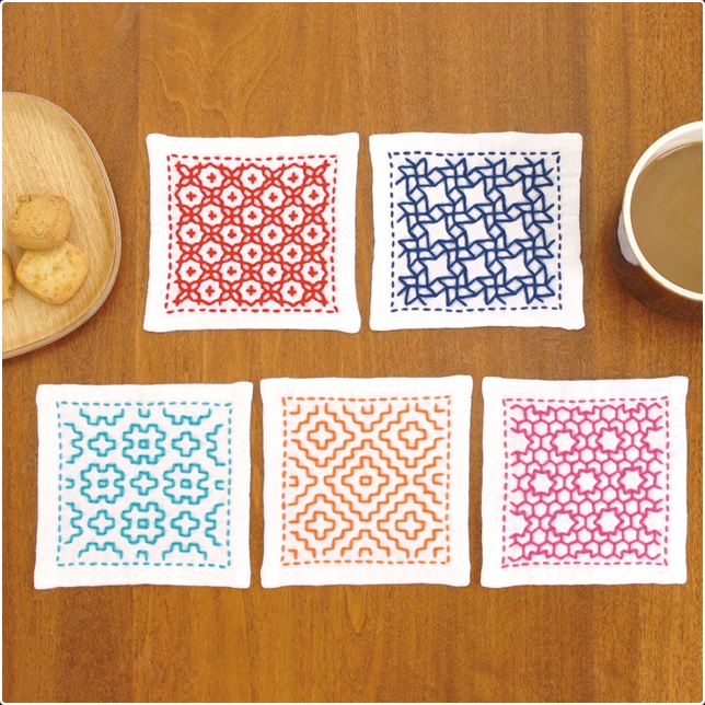 【お取り寄せ・返品不可】OLY-SK293 刺し子キット 一目刺し コースターキット(組)