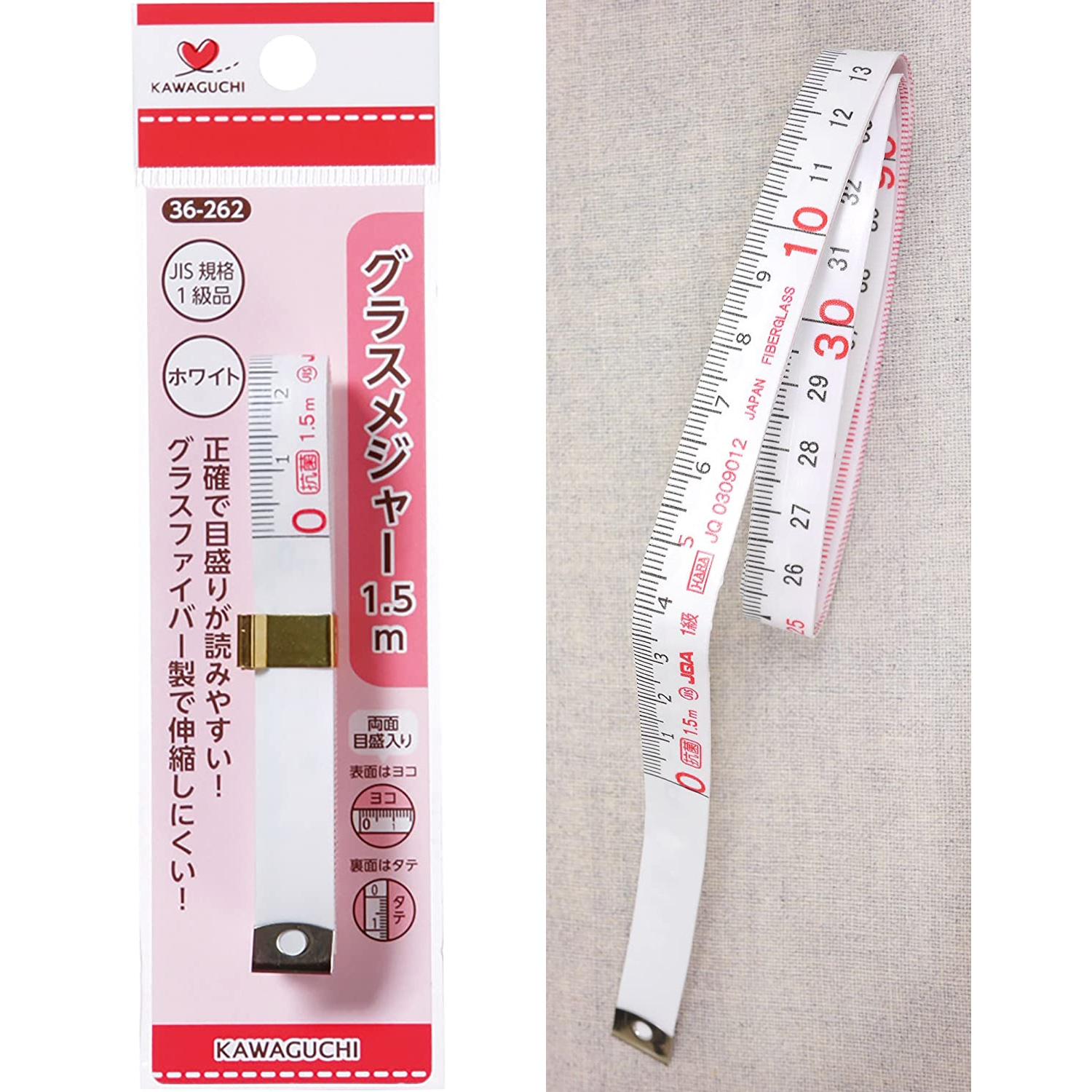 TK36262 KAWAGUCHI Glass Fiber Measuring Tape 1.5m white (pcs)