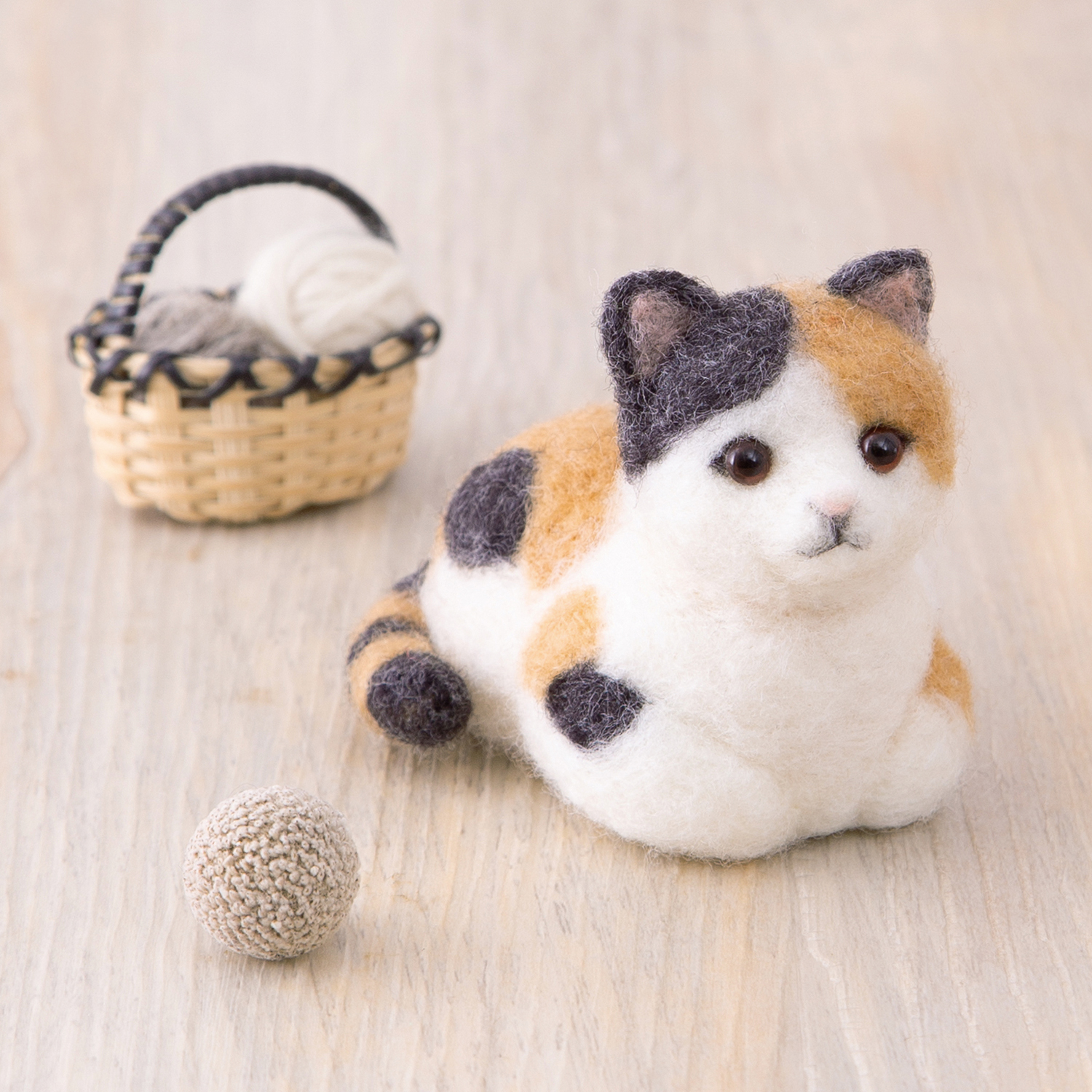 【年内終了】【お取り寄せ・返品不可】H441-650 アクレーヌでつくる三毛ねこ 羊毛フェルトキット (個)