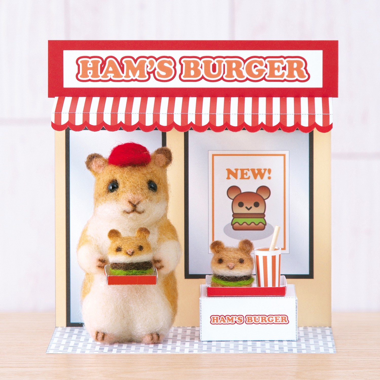 【年内終了】【お取り寄せ・返品不可】H441-656 ハムスターのハンバーガーショップ 羊毛フェルトキット (個)