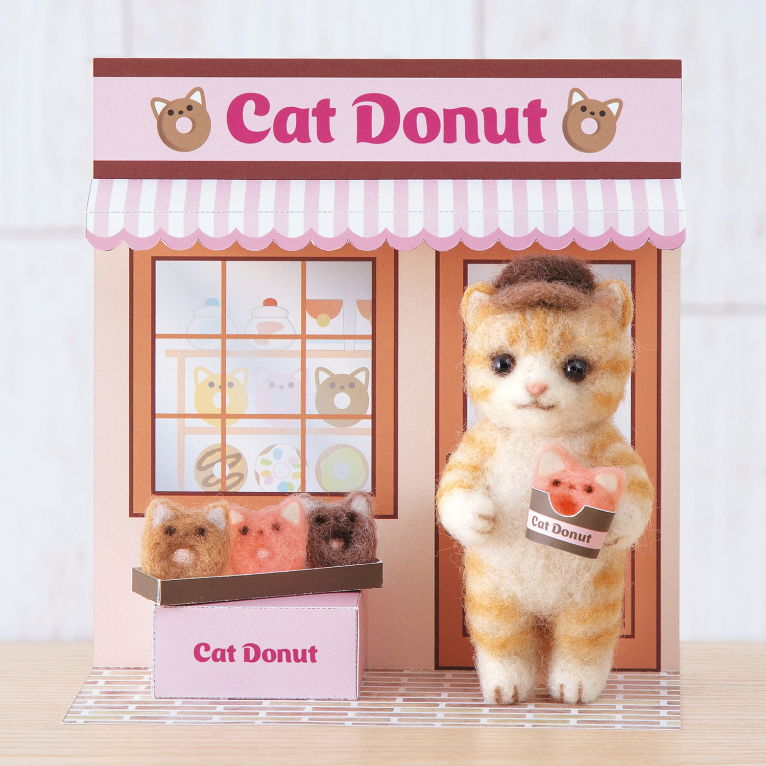 【年内終了】【お取り寄せ・返品不可】H441-655 猫のドーナツショップ 羊毛フェルトキット (個)