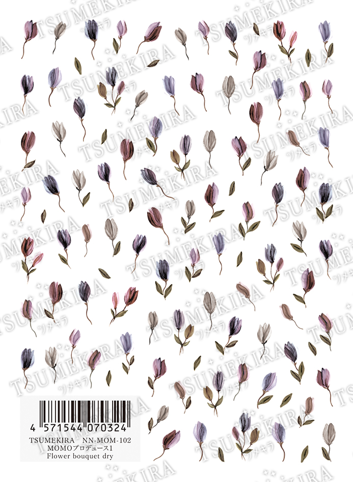 [Order upon demand, not returnable]NN-MOM-102　[TUMEKIRA]Nail Stickers　ＭＯＭＯプロデュース１　Ｆｌｏｗｅｒ　ｂｏｕｑｕｅｔ　ｄｒｙ (Sheet)