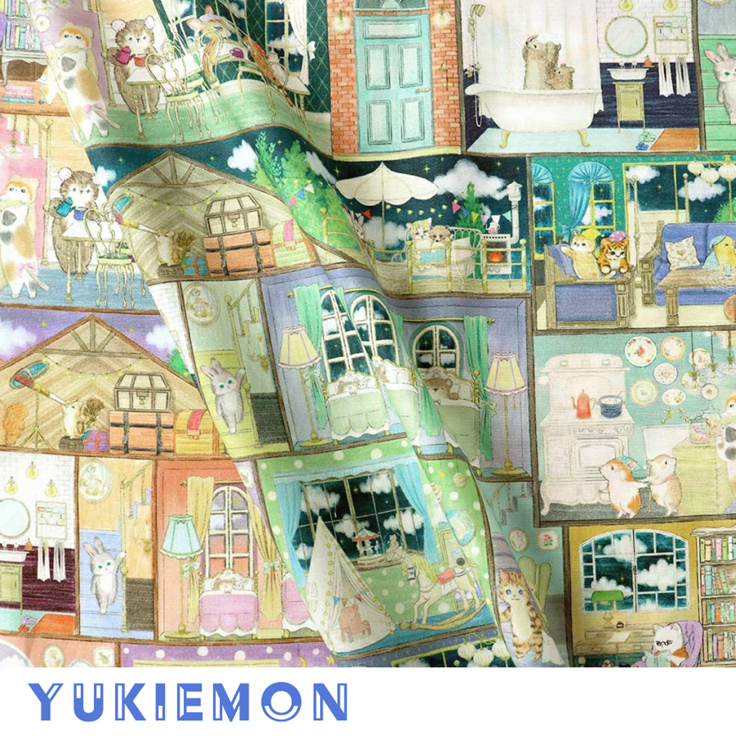 DP4435-3 ユキエモン yukiemon ラビリンスハウス 60ローン 22fabric 巾約110cm 1m単位(m)