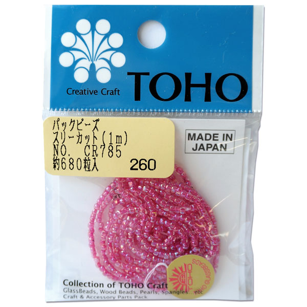 MSB-CR785-PC TOHO 糸通しビーズ スリーカットビーズ・丸小 1M 約680粒 着色オーロラ (袋)