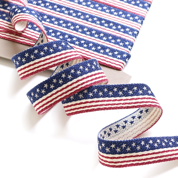 [Super Sale] KR5961-18MM Woven Ribbon Tape American Flag width approx. 18mm x 5m (roll)