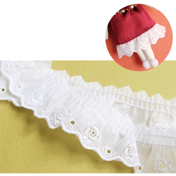 CF5061-0 Cotton Frill Lace width approx.33mm white 10m roll (roll)