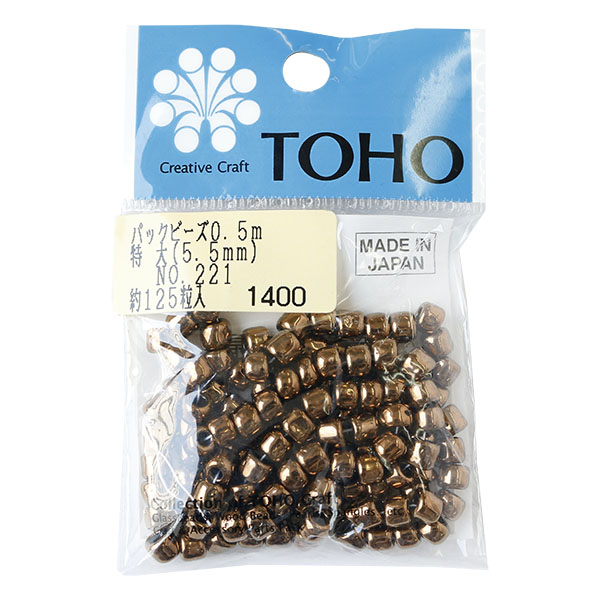 【キャンペーン対象】5LB-221-PC パックビーズ 特大 5.5mm 約125粒入 No.221 コゲ金 (枚)