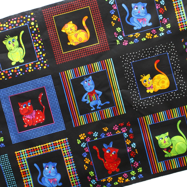 ■LORA691-791R Loralie Designs cool cat クールキャット 約58cmパネル 巾約110cm 原反約10.9m (巻)
