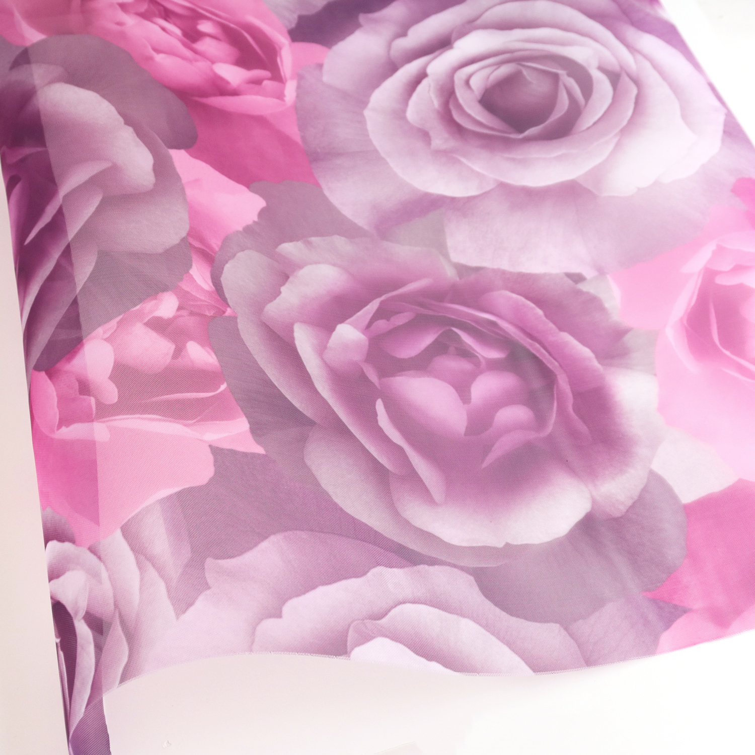 【後継品】52206-1030 転写チュール 紫のバラ 巾約68cm 1m単位 (m)