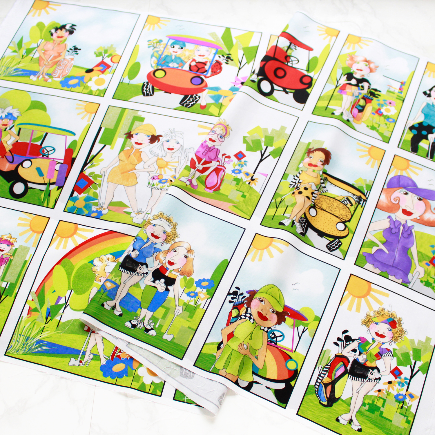 【0222再入荷】LORA692-365 Loralie Designs ローラライデザインズ HAPPY GOLF パネル 巾約110cm×58cm パネル生地 (枚)