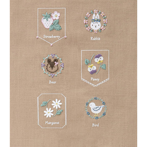 CS542312 刺しゅうを楽しむプリントクロス artist collection コハナ「森のかわいいミニモチーフ」 モカベージュ (袋)