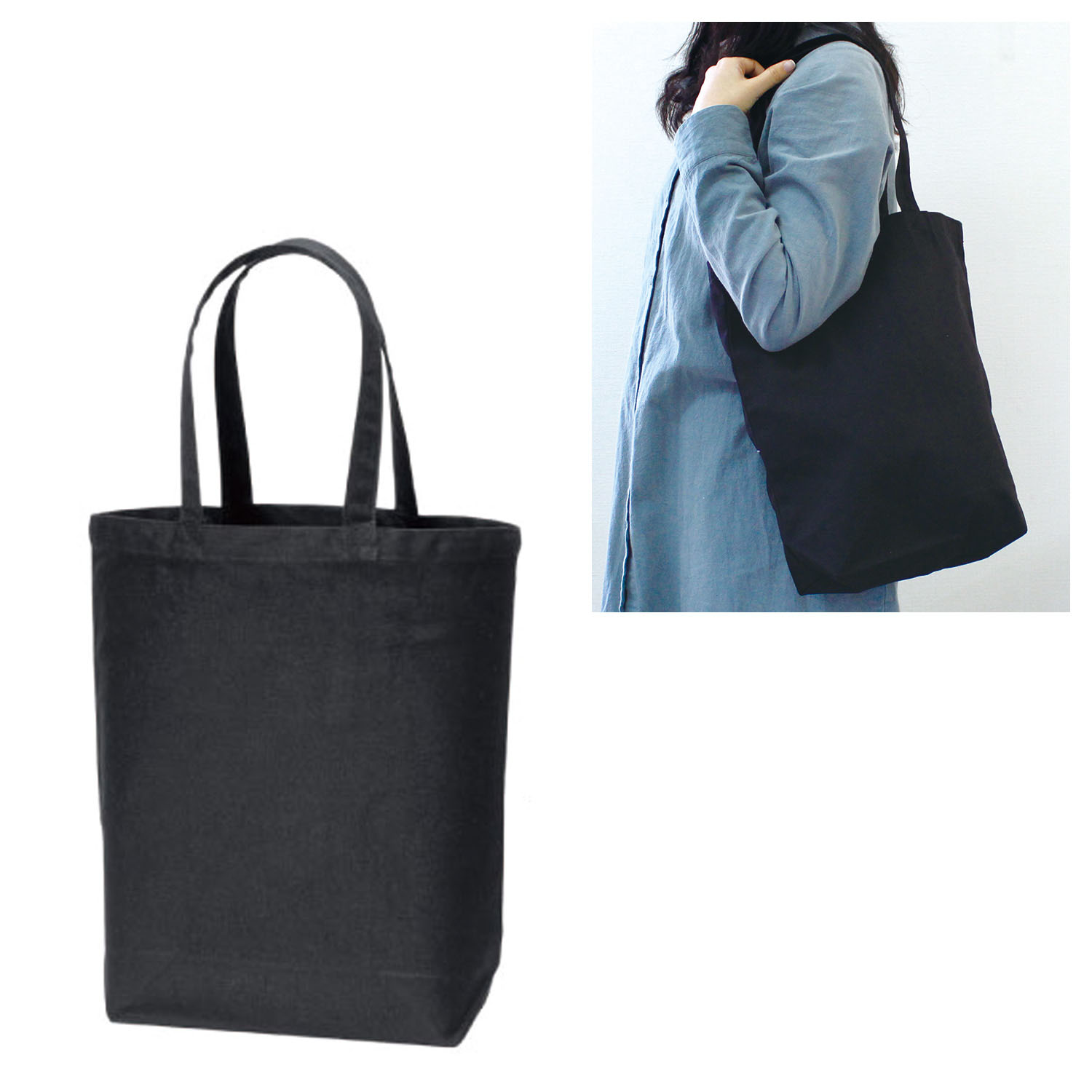 ES310 Canvas Tote Bag Medium Size""", Black (pcs)