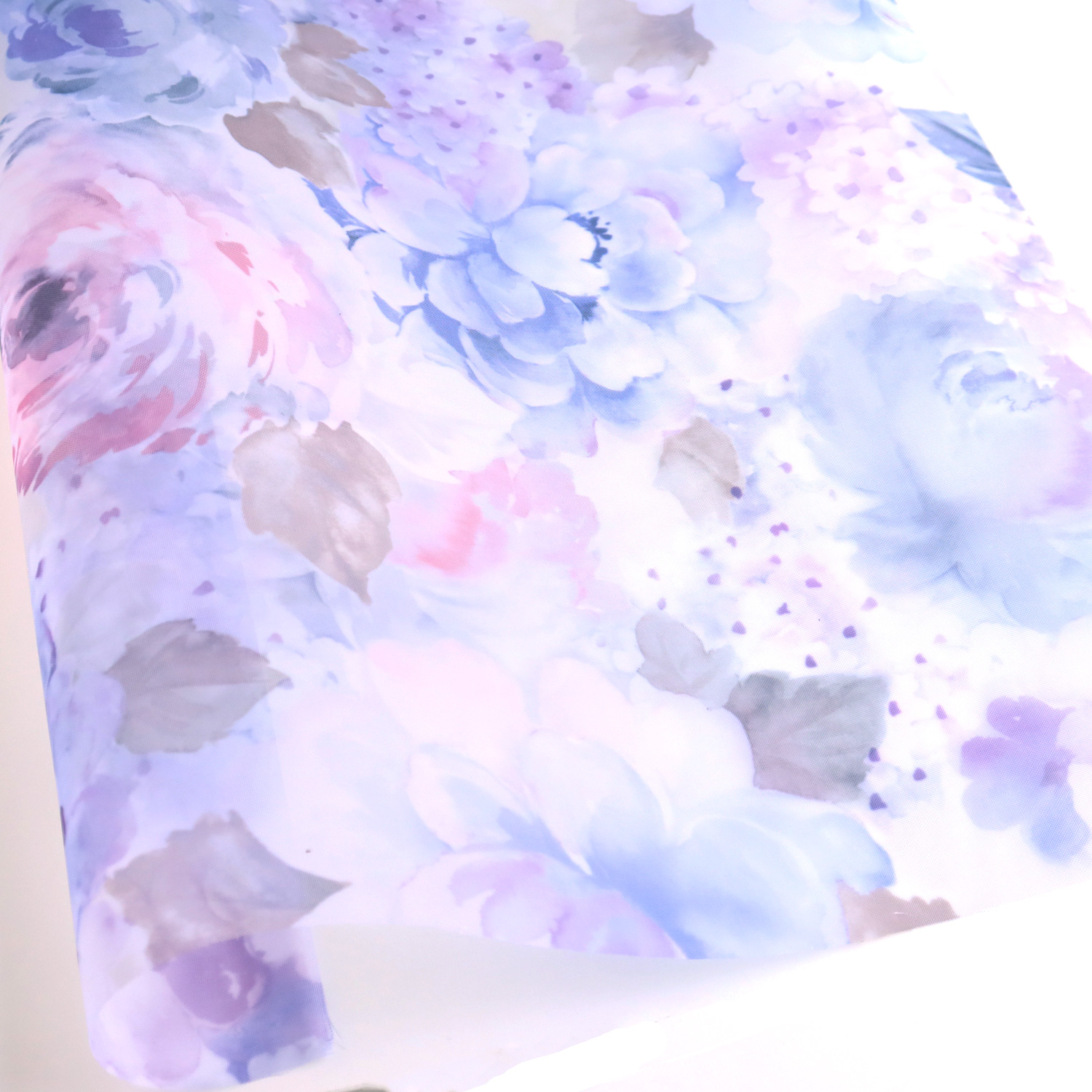 【後継品】F54865-1011 転写チュール 紫の大柄花 巾約68cm 1m単位 (m)