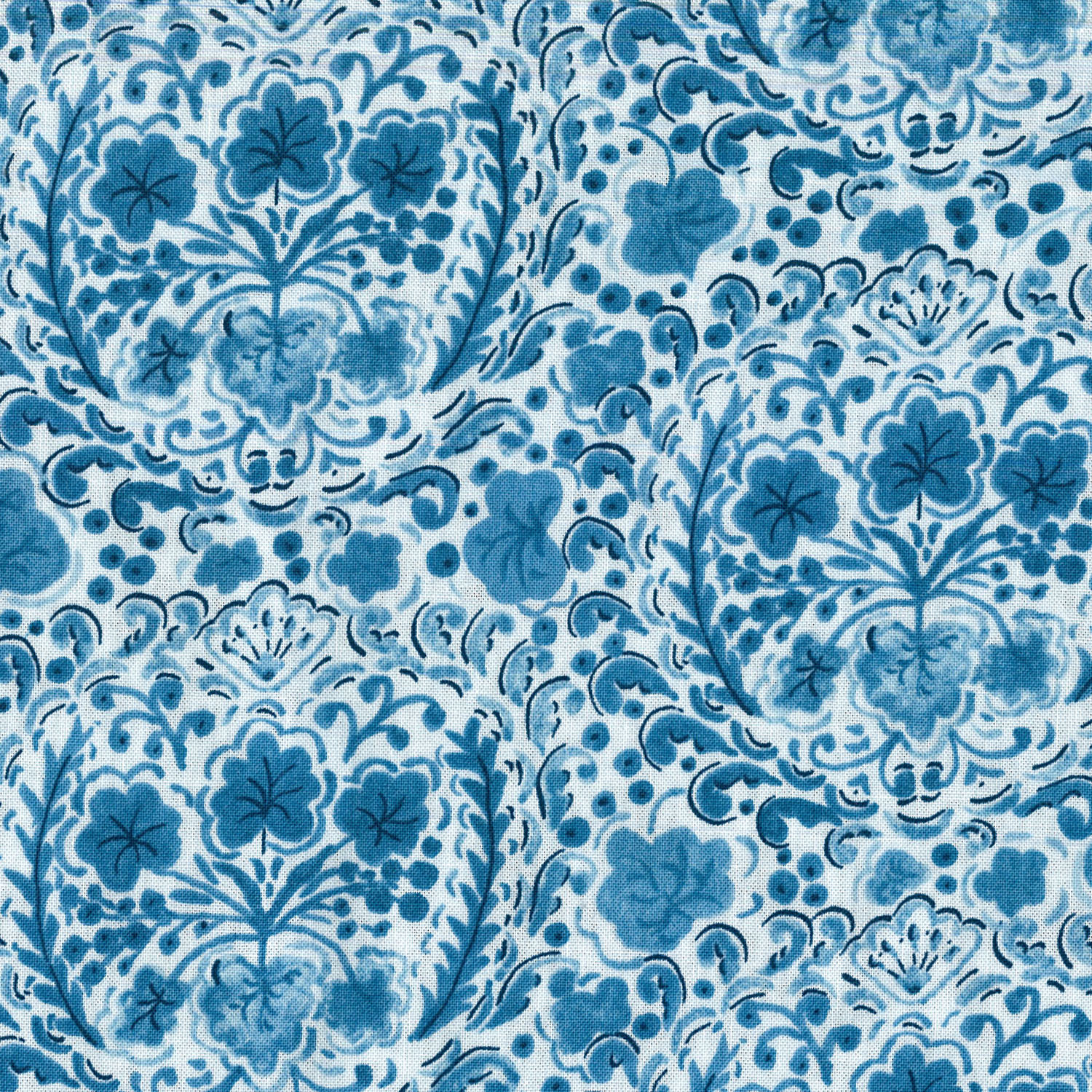 【11/18新柄】FSP-191 ブルー地 円の中のお花 FreeSpirit フリースピリット USAプリント 巾約110cm 1m単位 (m)