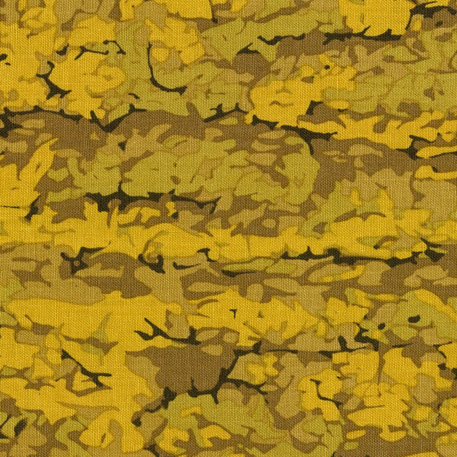 【0723新柄】FSP-260　ゴールドイエロー系地リーフモチーフ抽象的柄・絵画風　FreeSpirit フリースピリット USAプリント 巾約110cm 1m単位 (m)