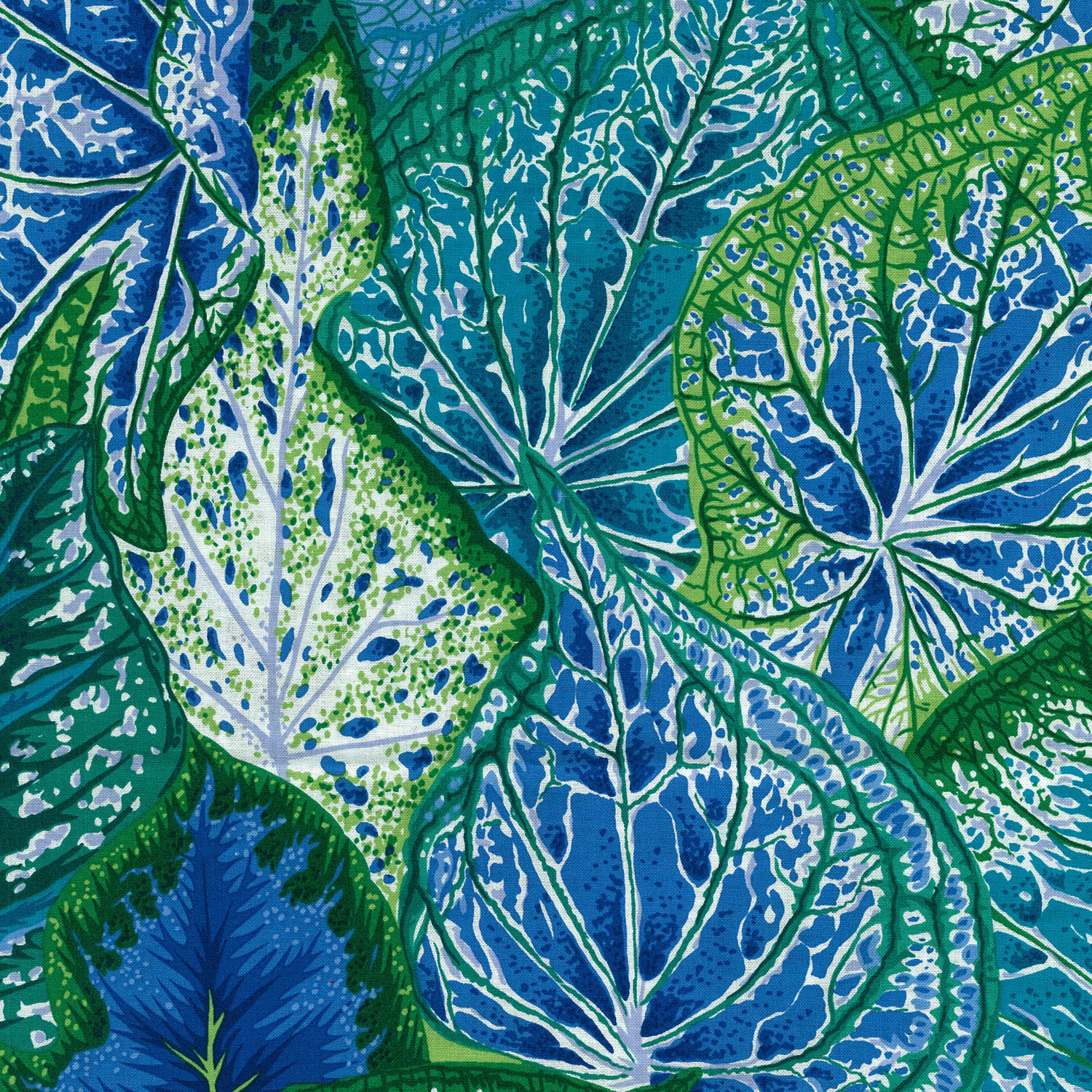FSP-83 ブルー系植物 FreeSpirit フリースピリット Kaffe Fassett -ケイフ・ファセット- USAプリント 巾約112cm 1m単位 (m)