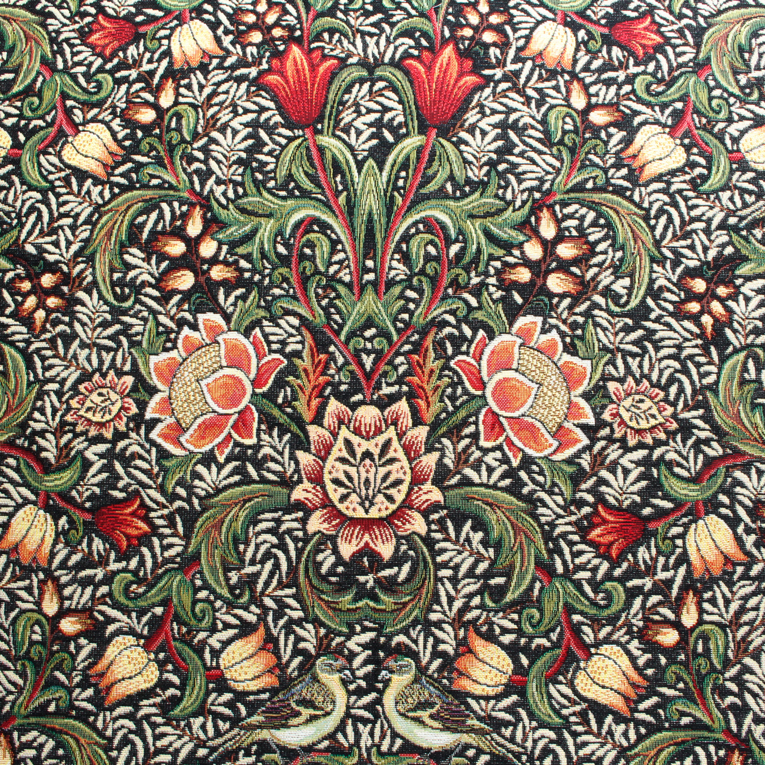GB-BIRD2　Flower Bird Black  Gobelin Fabric width 140cm 1m/unit (m)