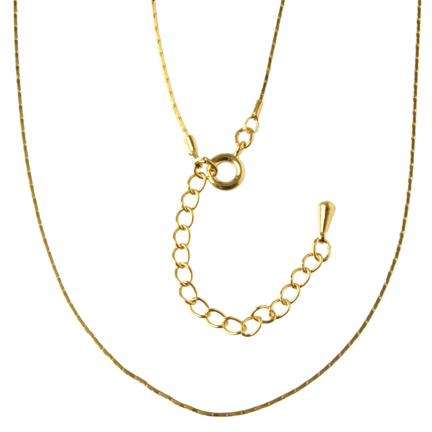 KE316 Necklace Chain with spring ring,tab and adjuster , Length approx.40cm , 2 pcs of same color / pack   (pack)