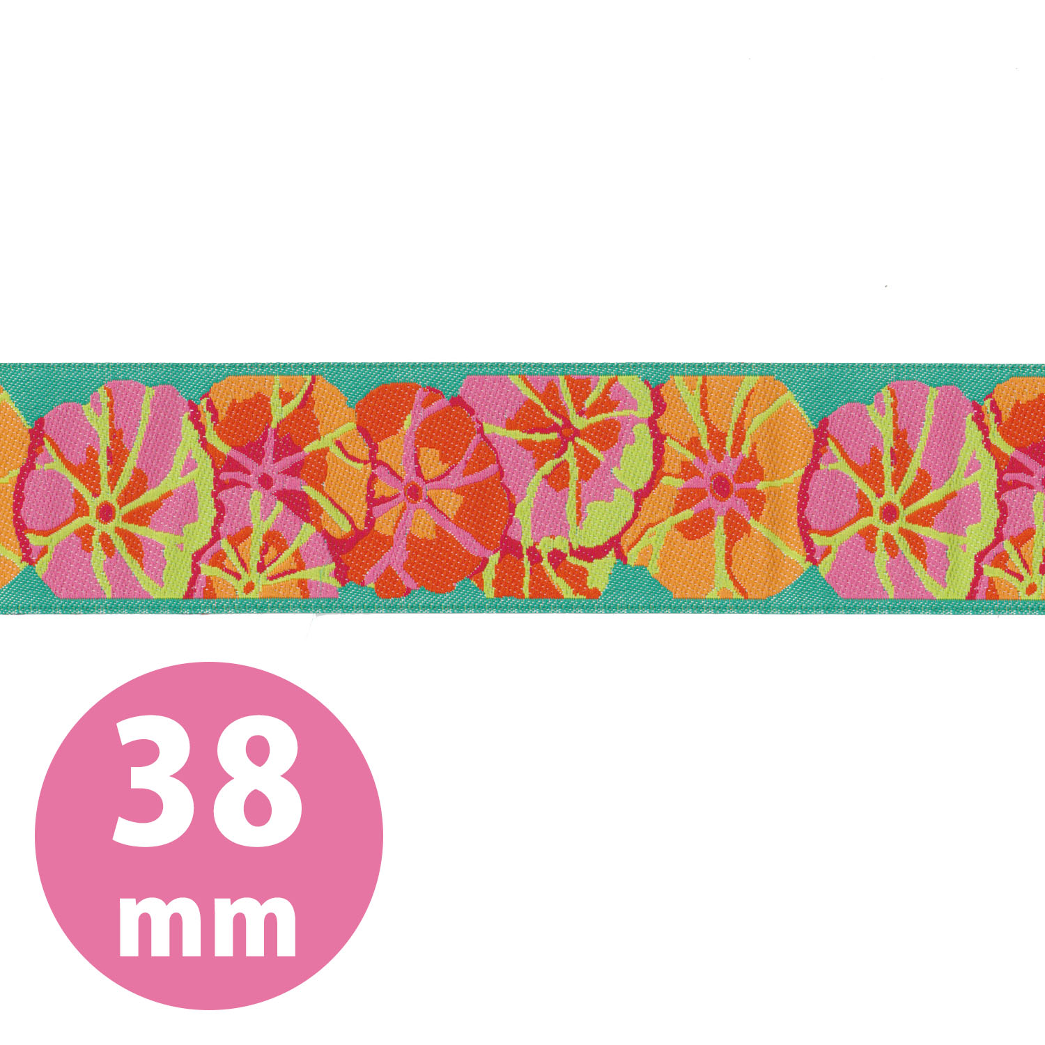 KF8-38 USAジャガード織リボン Kaffe Fassett -ケイフ・ファセット- 38mm巾 m単位 (m)