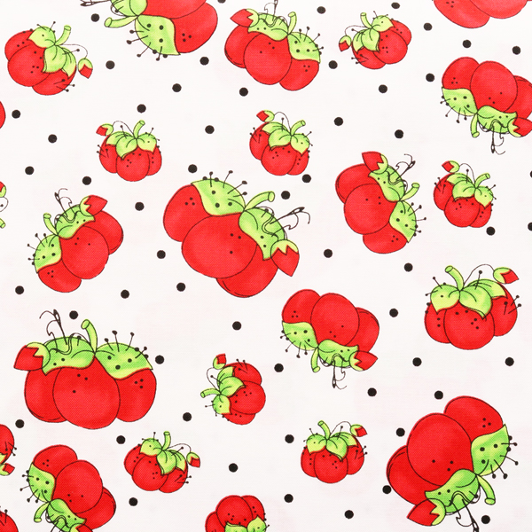 【0403再入荷】LORA691-984 Loralie Designs ローラライデザインズ ピンクッション 白地 1m単位 (m)