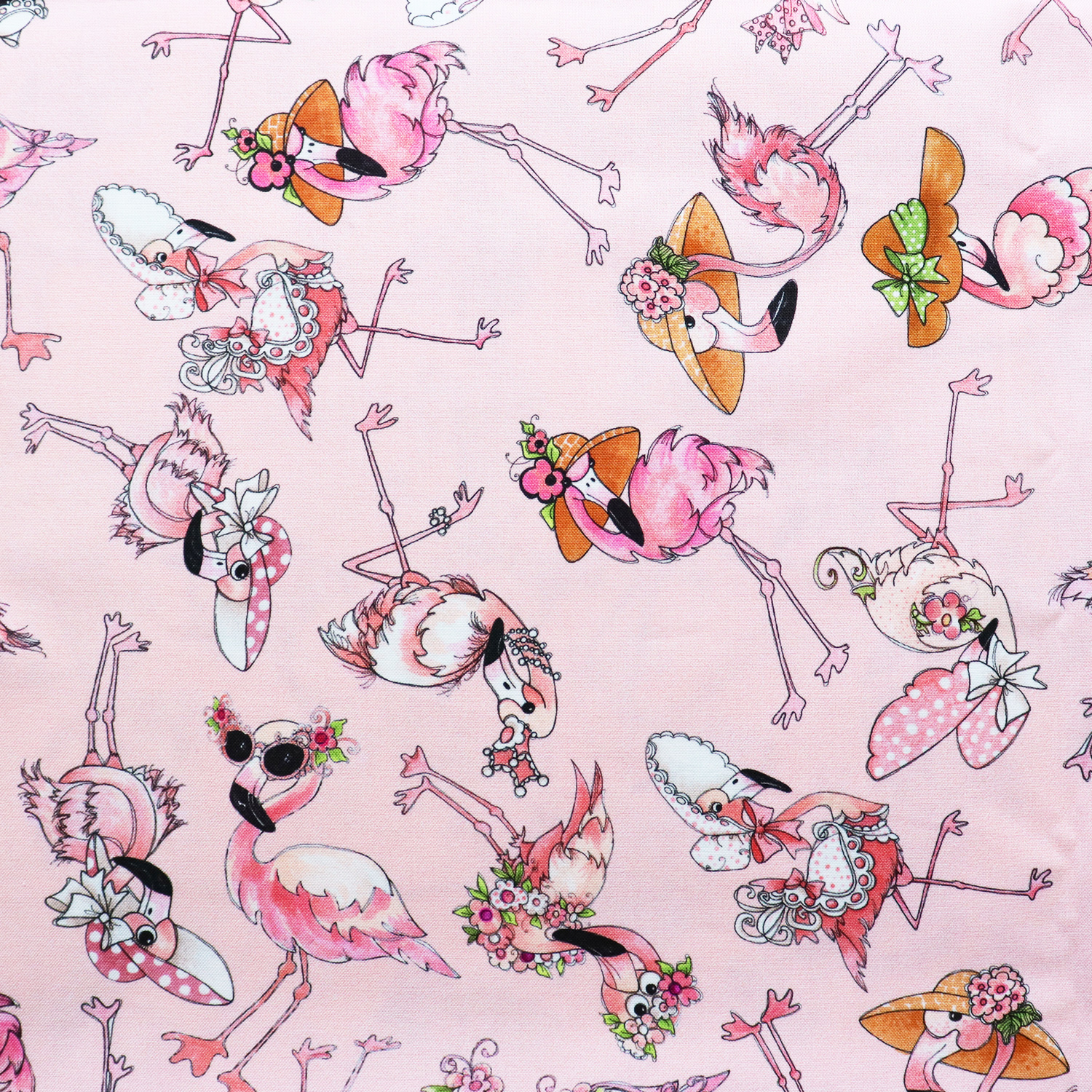 【0403再入荷】LORA692-330 Loralie Designs ローラライデザインズ フラミンゴ ピンク USAプリント生地 1m単位 (m)
