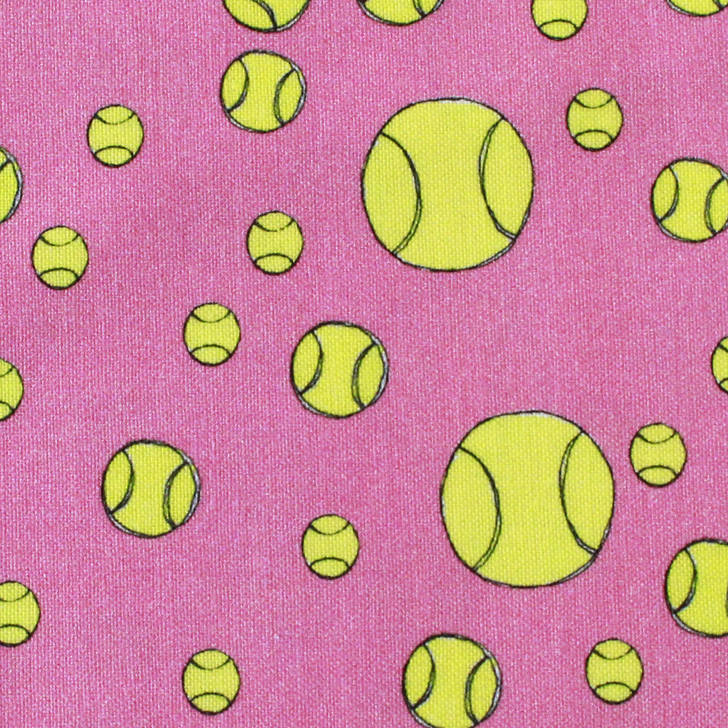 【1/11入荷】LORA692-512 Loralie Designs ピンク地テニスボール USAプリント生地 1m単位 (m)