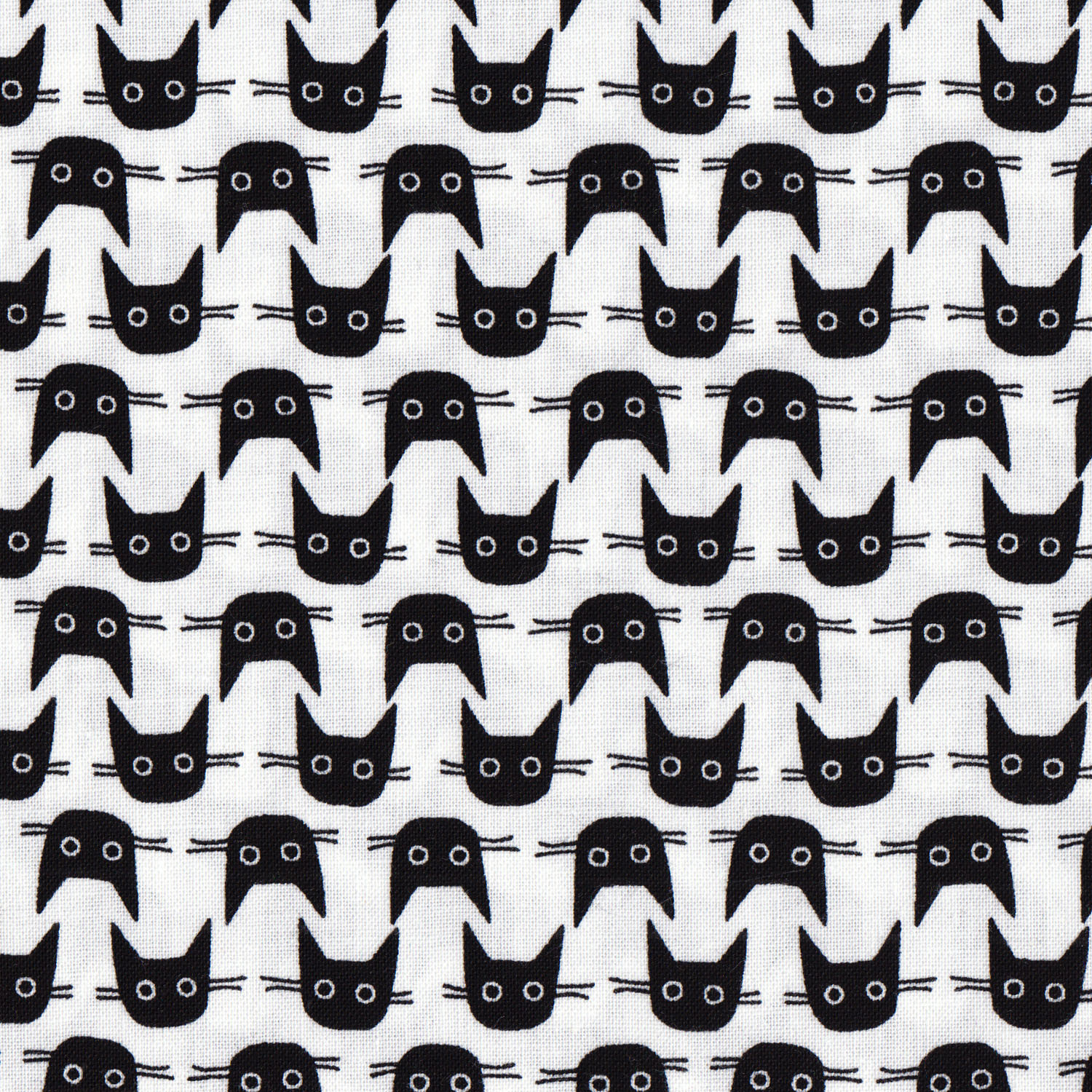 STELLA-LW1770-WHITE 白地黒ネコフェイス柄  STELLA ステラ USAプリント生地 1m単位 (m)