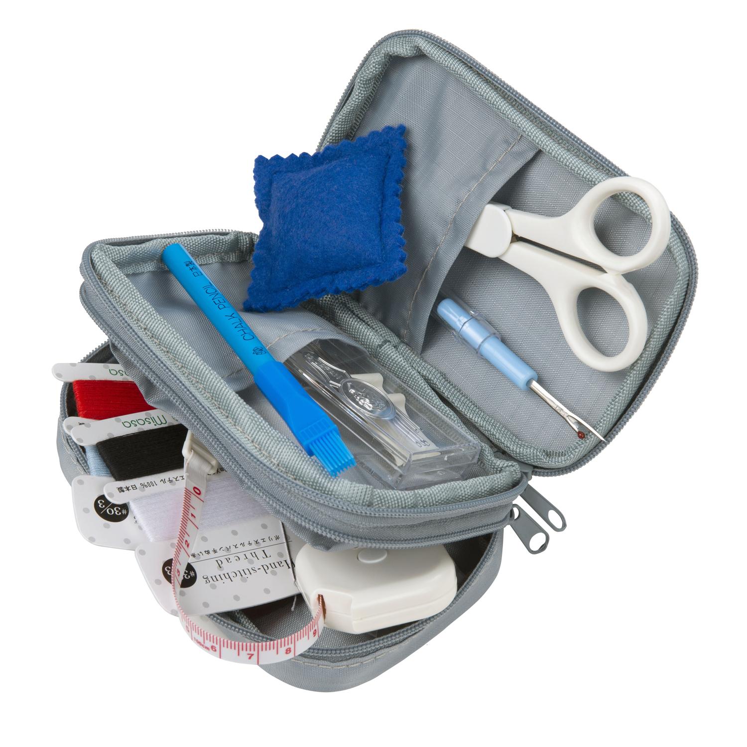 MIS1404 Pouch type sewing set blue gray (pcs)