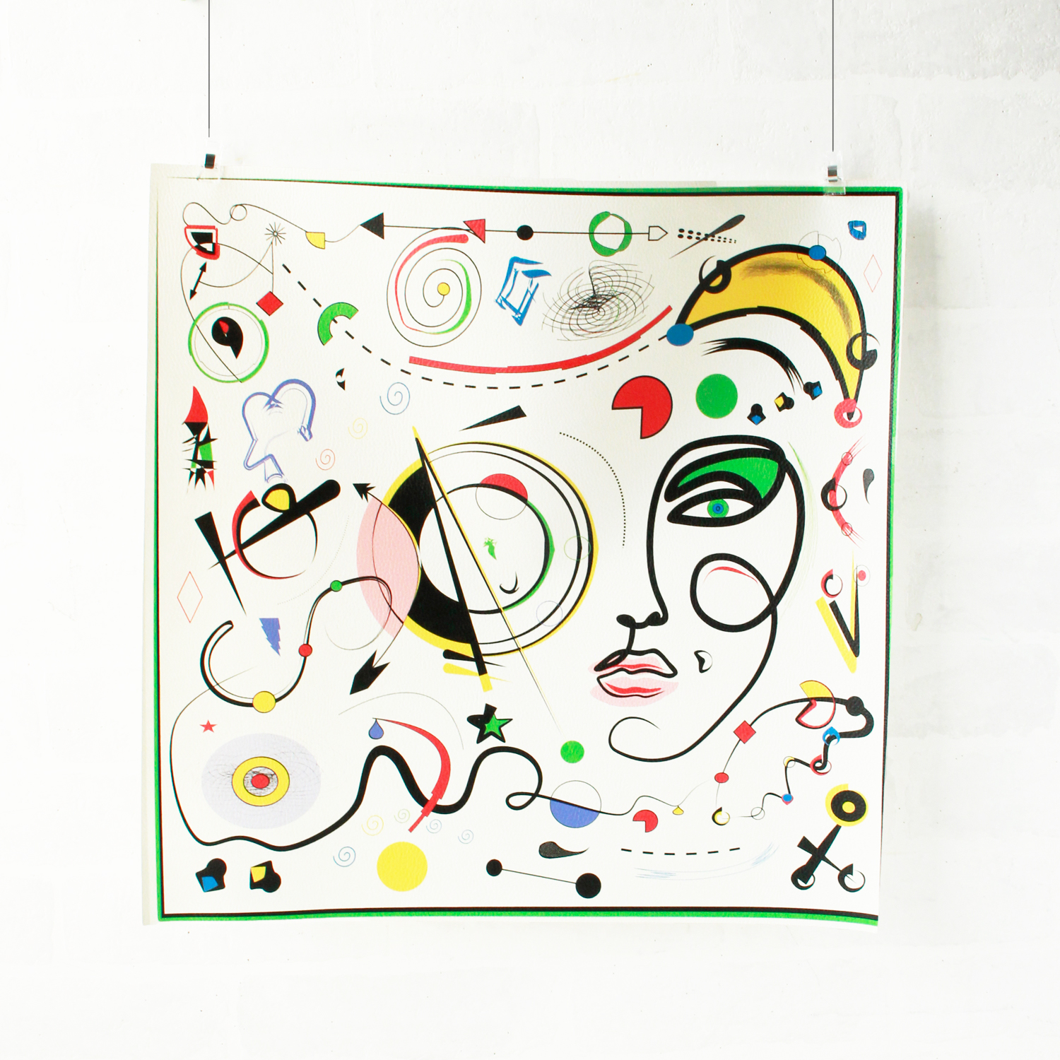 SF0043 合皮パネル生地 ピカソ風 フランス輸入 約45×45cm （枚）