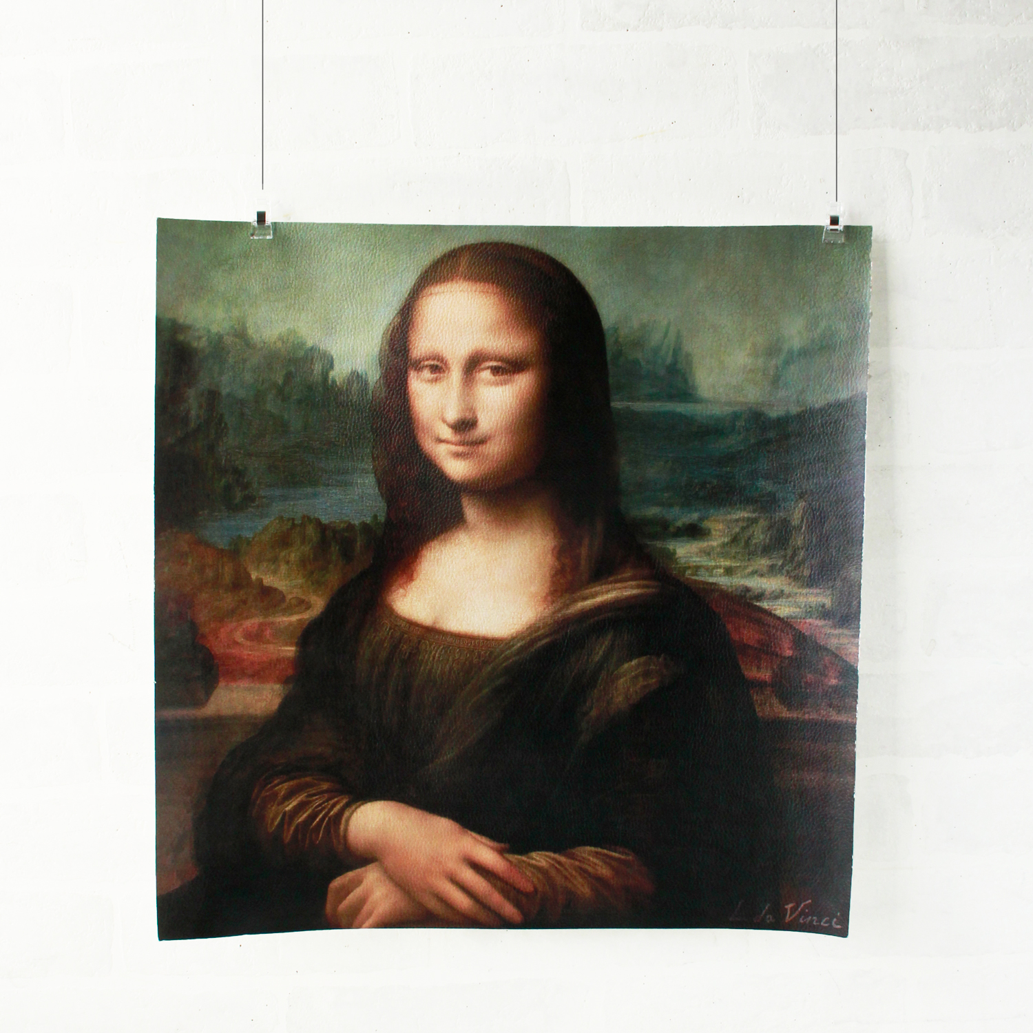 SF0044 合皮パネル生地 レオナルドダヴィンチ モナリザ フランス輸入 約45×45cm （枚）