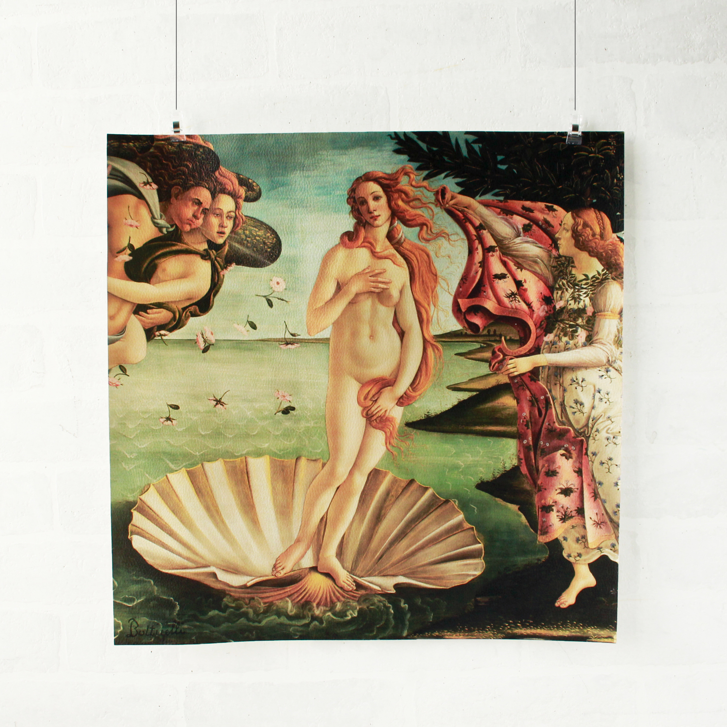 SF0045 合皮パネル生地 ボッティチェリ ヴィーナスの誕生 フランス輸入 約45×45cm （枚）
