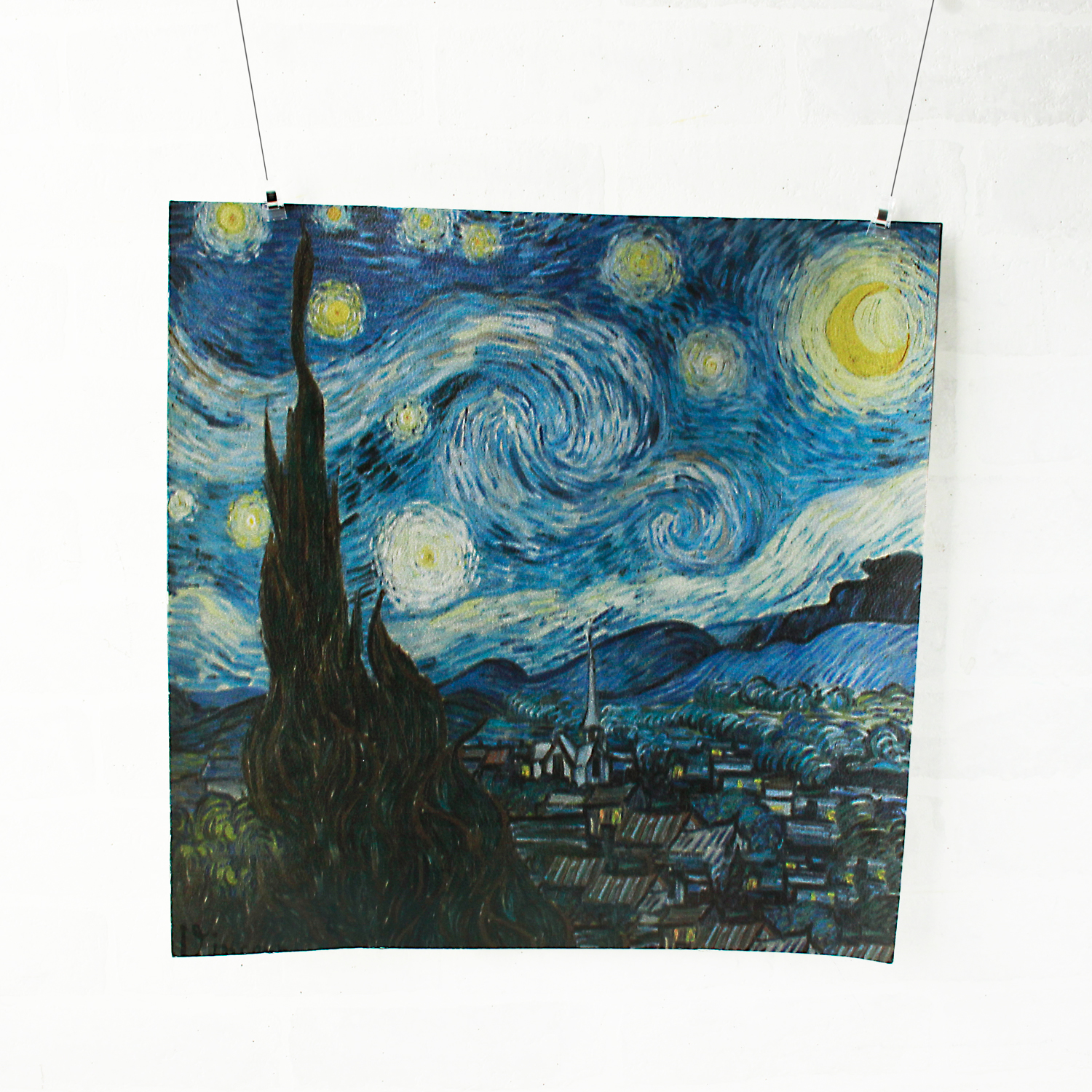 SF0047 合皮パネル生地 ゴッホ 星月夜 フランス輸入 約45×45cm （枚）
