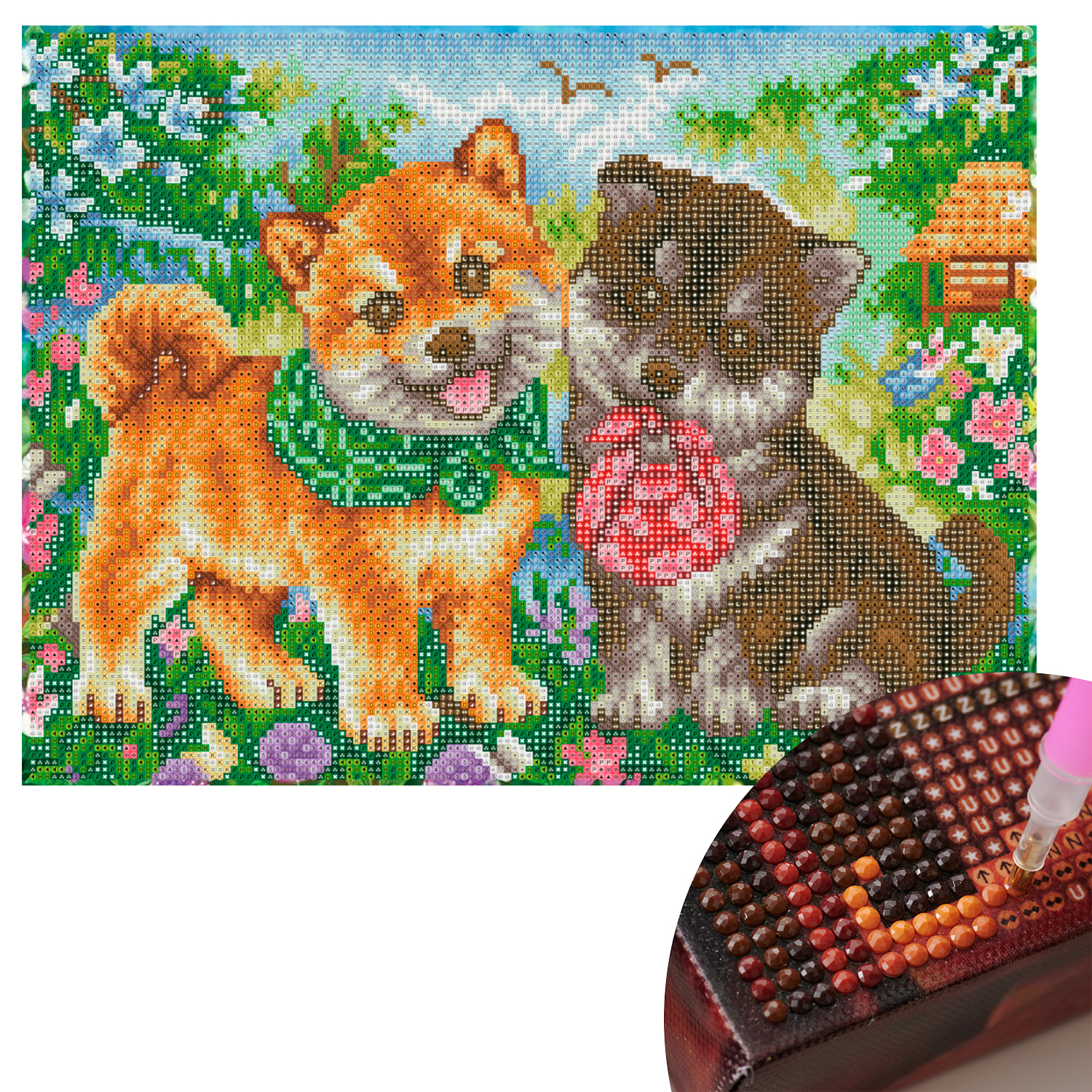 T10-3502 ダイヤモンドフィックス 柴犬の兄弟 ビーズキット (箱)