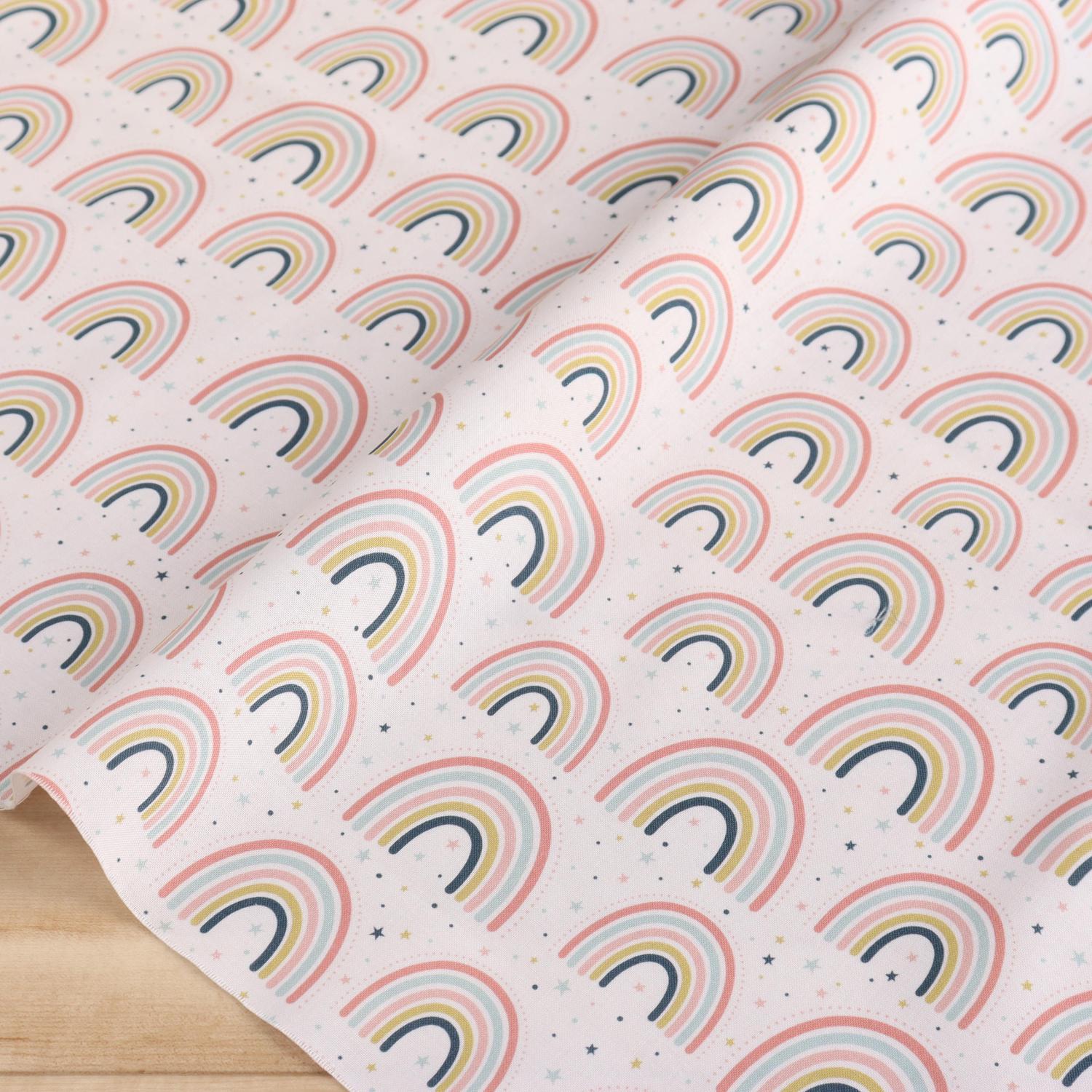 TIME-CD1949-W Rainbow White TimeLess Treasures USA Print Fabric 1m Unit (m)