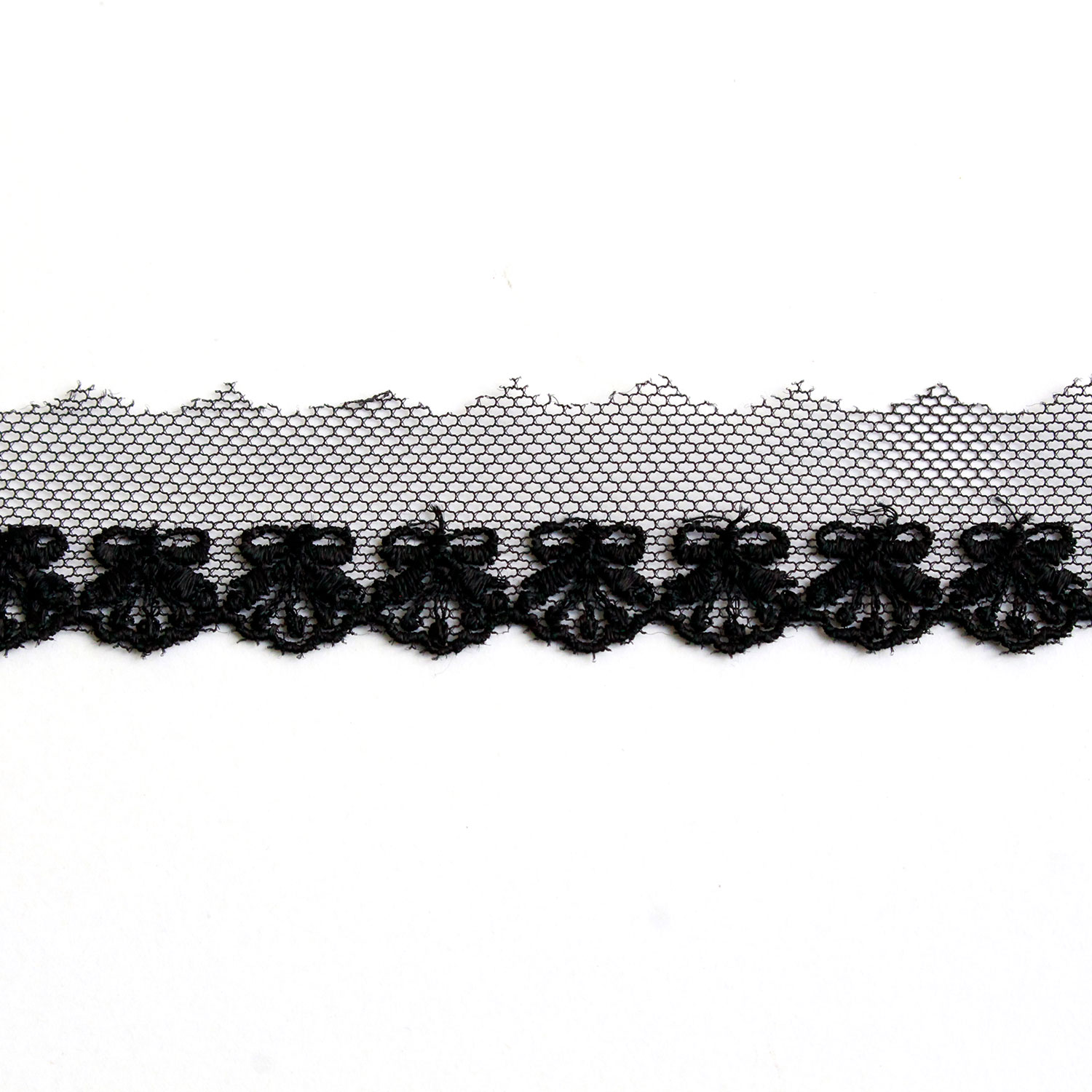 TU6022-09 チュールレース リボン 黒 幅2.7cm 13.7m巻  (巻)