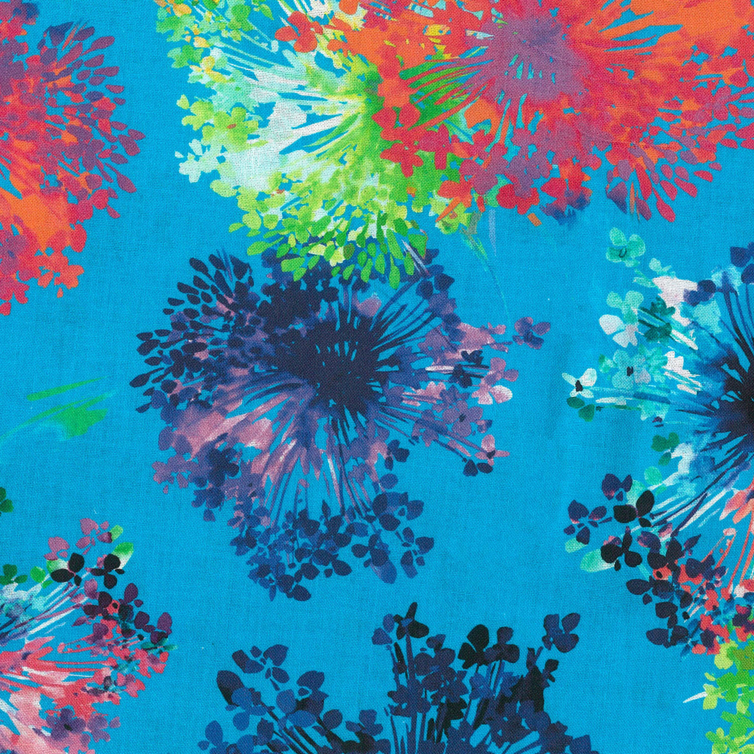 Welxd 71 油絵風カラフル花火花 水色地 Robert Kaufman ロバートカフマン Usaプリント 巾268cm 1m単位 M 手芸材料の卸売りサイトchuko Online